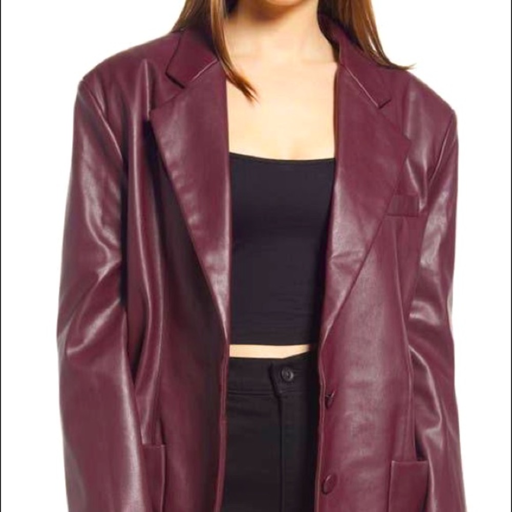 ‘Atlantic Beach’ Leather Blazer (Plus)
